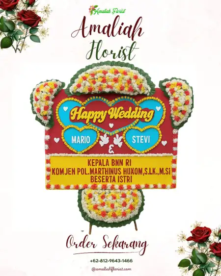 Papan Bunga Pernikahan Brojol